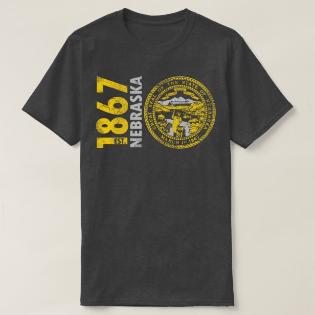 T-shirt Drapeau de l'État du Nebraska rétro 1867 (Design devant)