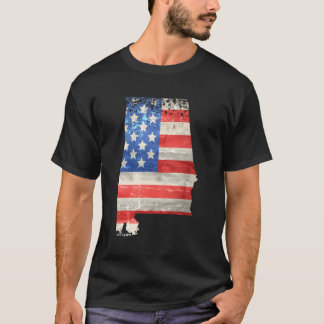 T-shirt Drapeau De L'État Patriotique De L'Alabama Usa Pou