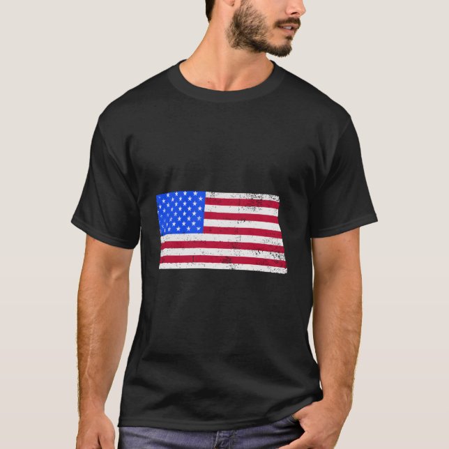 T-shirt Drapeau De L'État Patriotique Du Dakota Du Nord Us (Devant)