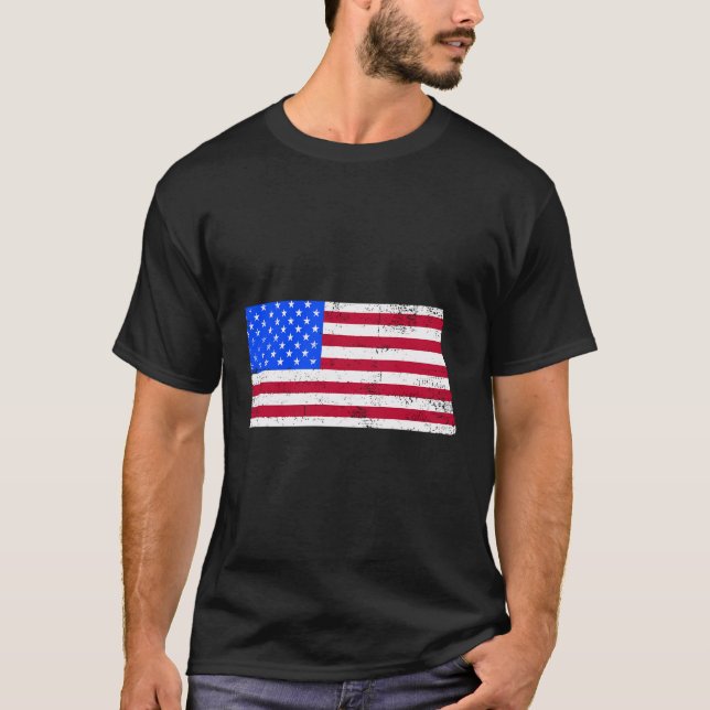 T-shirt Drapeau De L'État Patriotique Du Dakota Du Nord Us (Devant)