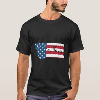 T-shirt Drapeau De L'État Patriotique Du Montana Aux États