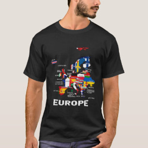T-shirt Drapeau De L'Europe Drapeaux Européens Carte De L'
