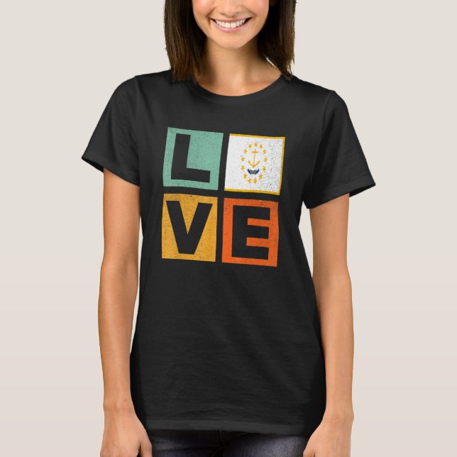 T-shirt Drapeau de l'île Rhode Love Rhode Island (Devant)