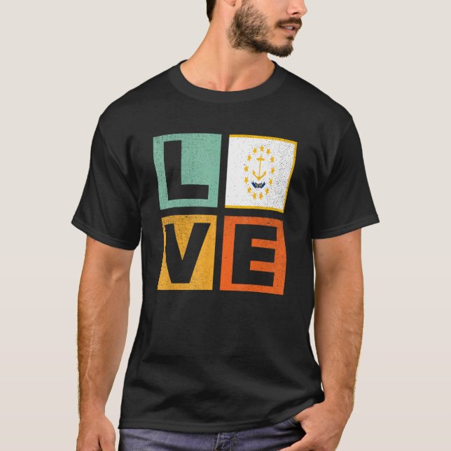 T-shirt Drapeau de l'île Rhode Love Rhode Island (Devant)