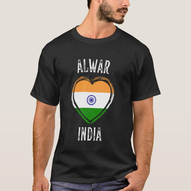 T-shirt Drapeau de l'Inde Cœur Ville d'Alwar (Devant)