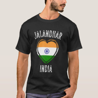 T-shirt Drapeau de l'Inde Cœur Ville de Jalandhar