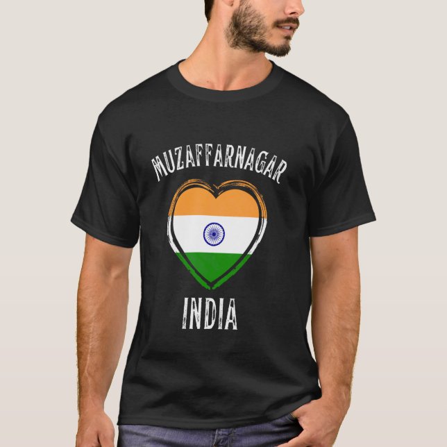 T-shirt Drapeau de l'Inde Cœur Ville de Muzaffarnagar (Devant)