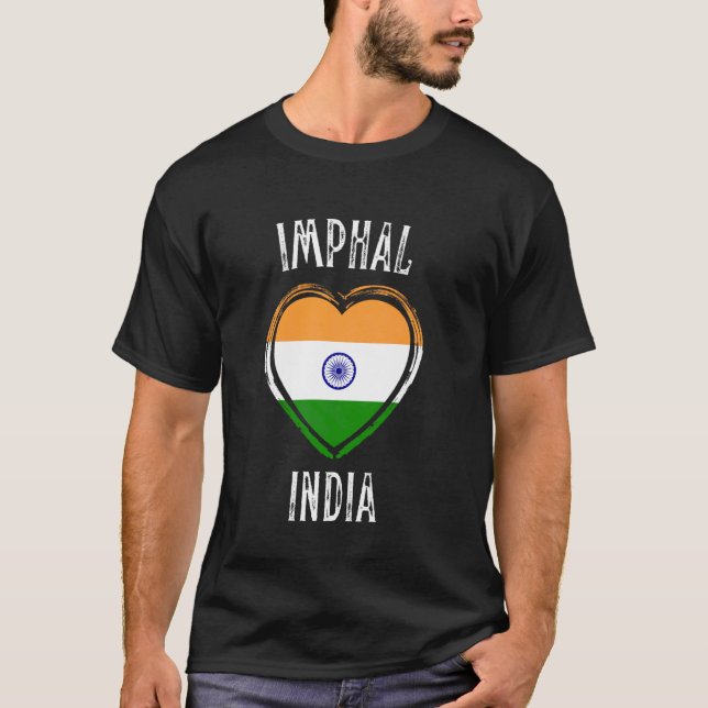 T-shirt Drapeau de l'Inde Cœur Ville d'Imphal (Devant)