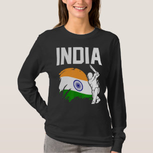 T-shirt Drapeau De L'Inde Des Joueurs Patriotiques Du Cric