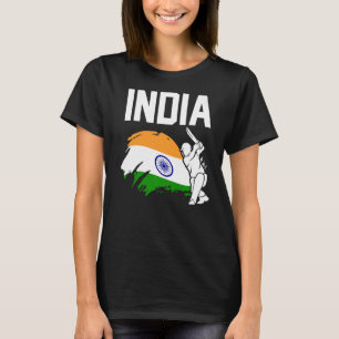 T-shirt Drapeau De L'Inde Des Joueurs Patriotiques Du Cric