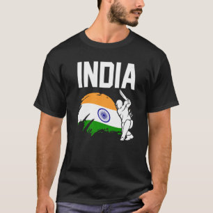 T-shirt Drapeau De L'Inde Des Joueurs Patriotiques Du Cric