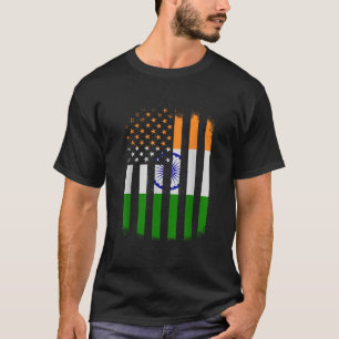 T-shirt Drapeau de l'Inde et de l'Amérique Drapeau de l'In