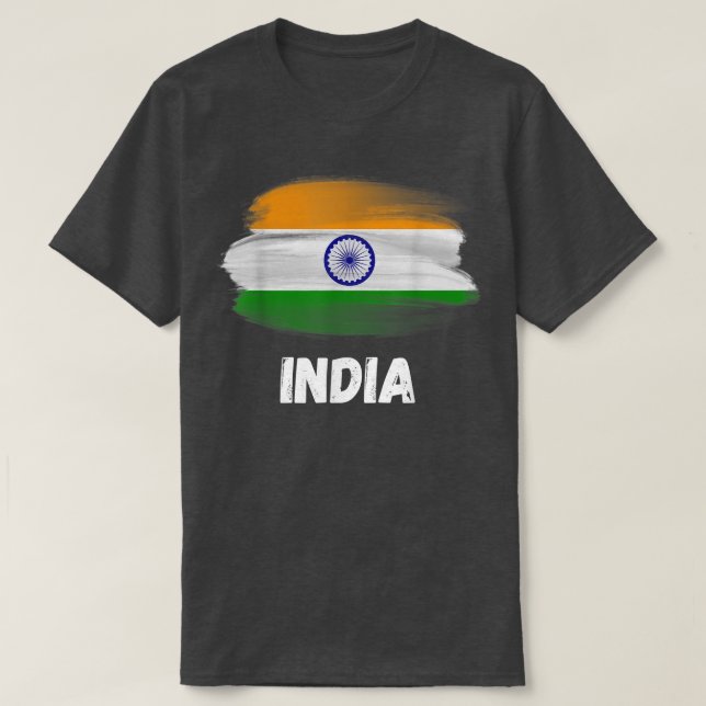 T-shirt Drapeau de l'Inde Fierté Rétro Drapeau indien fami (Design devant)