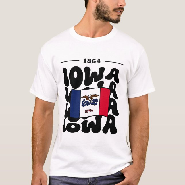 T-shirt Drapeau de l'Iowa États-Unis (Devant)