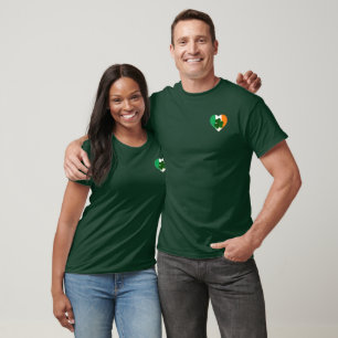 T-shirt Drapeau de l'Irlande Shamrock de coeur Clover St.