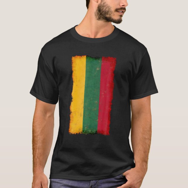 T-shirt Drapeau de Lituanie, Pride Nationale Grunge S (Devant)