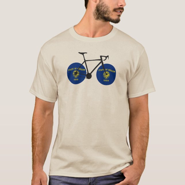 T-shirt Drapeau de l'Oregon à vélo (Devant)