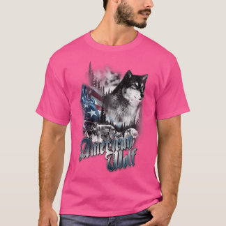 T-shirt Drapeau de loup américain 4 juillet détresse Patri