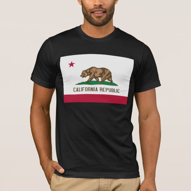 T-shirt Drapeau de l'ours de Californie : État de Cali Gol (Devant)