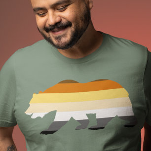 T-shirt Drapeau de l'ours gay marron rayé LGBT