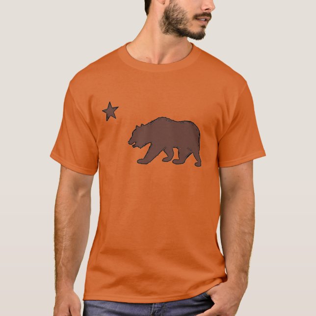 T-shirt drapeau de l'ours marron de Californie (Devant)