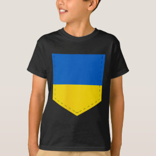 T-shirt Drapeau de l'Ukraine avec poche de drapeau ukraini