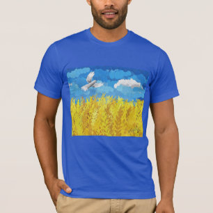 T-shirt Drapeau de l'Ukraine en paysage