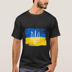 T-shirt Drapeau de l'Ukraine et armoiries peintes patriote
