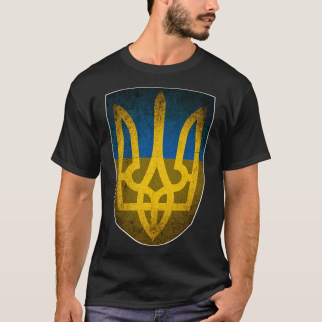 T-shirt Drapeau de l'Ukraine et trident ukrainien  (Devant)