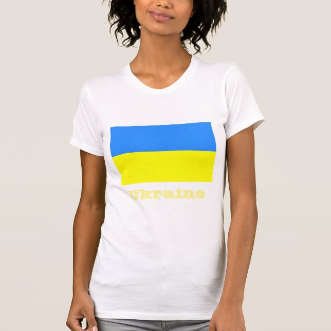 T-shirt Drapeau de l'Ukraine, étiqueté, (Devant)