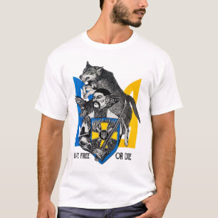 T-shirt Drapeau de l'Ukraine Guerrier Cosaque Mourir ou Vi