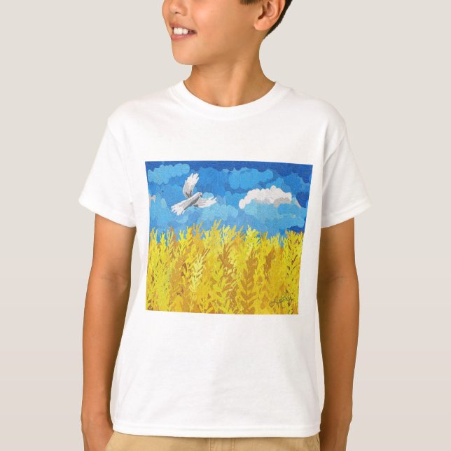 T-shirt Drapeau de l'Ukraine Paysage (Devant)