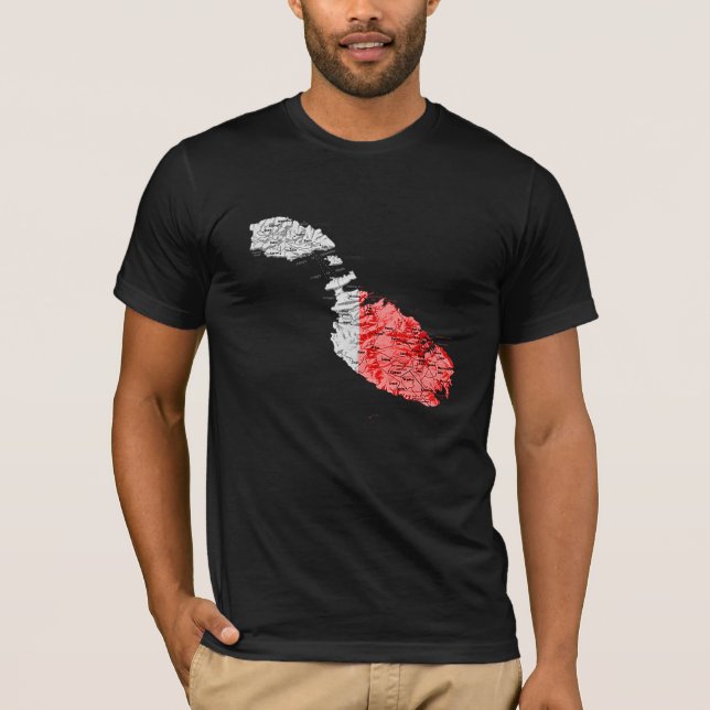 T-Shirt Drapeau de Malte Carte Couleur (Devant)