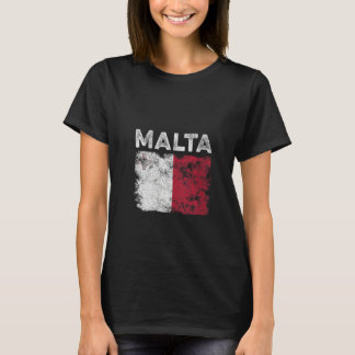 T-shirt Drapeau de Malte Femmes Distressed Hommes Femmes E