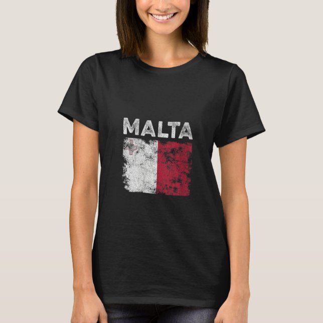T-shirt Drapeau de Malte Femmes Distressed Hommes Femmes E (Devant)