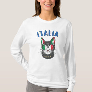 T-shirt Drapeau de mascotte de chat de football italien po