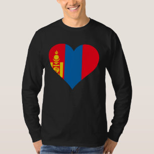 T-shirt Drapeau de Mongolie Cœur Cadeaux de Mongolie Amour