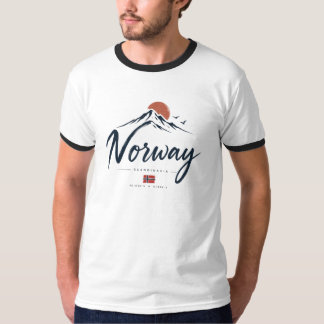 T-shirt Drapeau de Norvège Minimaliste Montagne