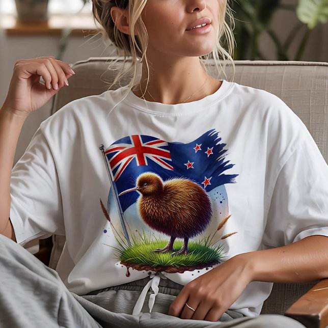 T-shirt Drapeau de Nouvelle-Zélande & Oiseau Kiwi (Créateur téléchargé)