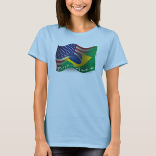 T-shirt Drapeau de ondulation Brésilien-Américain