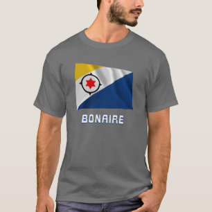 T-shirt Drapeau de ondulation de Bonaire avec le nom