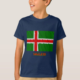 T-shirt Drapeau de ondulation de Småland avec le nom