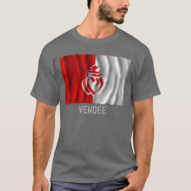 T-shirt Drapeau de ondulation de Vendée avec le nom (Devant)