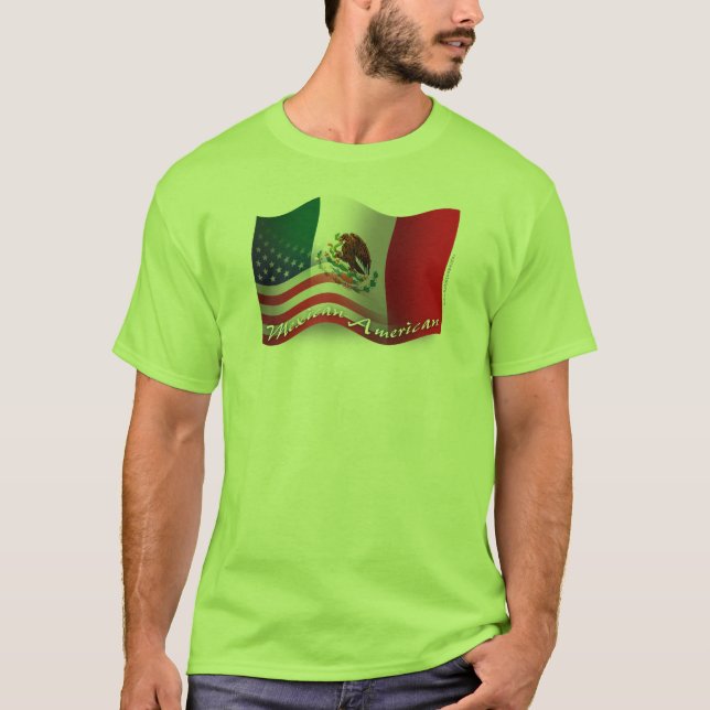 T-shirt Drapeau de ondulation mexico-américain (Devant)