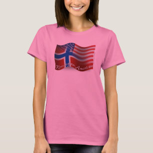 T-shirt Drapeau de ondulation Norvégien-Américain