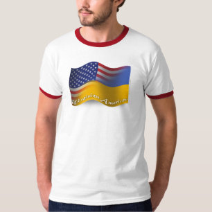 T-shirt Drapeau de ondulation Ukrainien-Américain