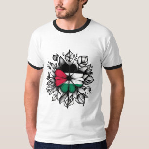 T-shirt Drapeau de Palestine, Palestine libre, Fleurs