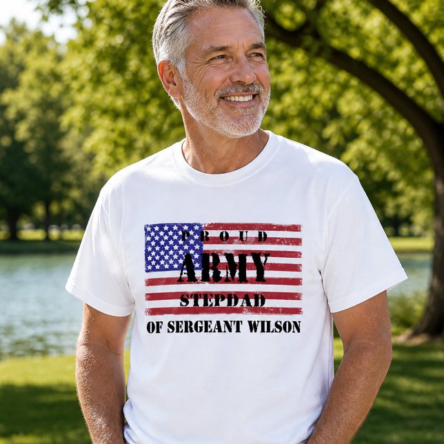T-shirt Drapeau de Papa Patriote Fier de l'Armée (Proud Army Patriotic Stepdad Flag T-Shirt )