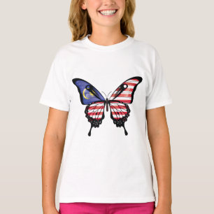 T-shirt Drapeau de papillon noir de Malaisie