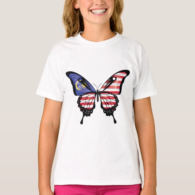 T-shirt Drapeau de papillon noir de Malaisie (Devant)